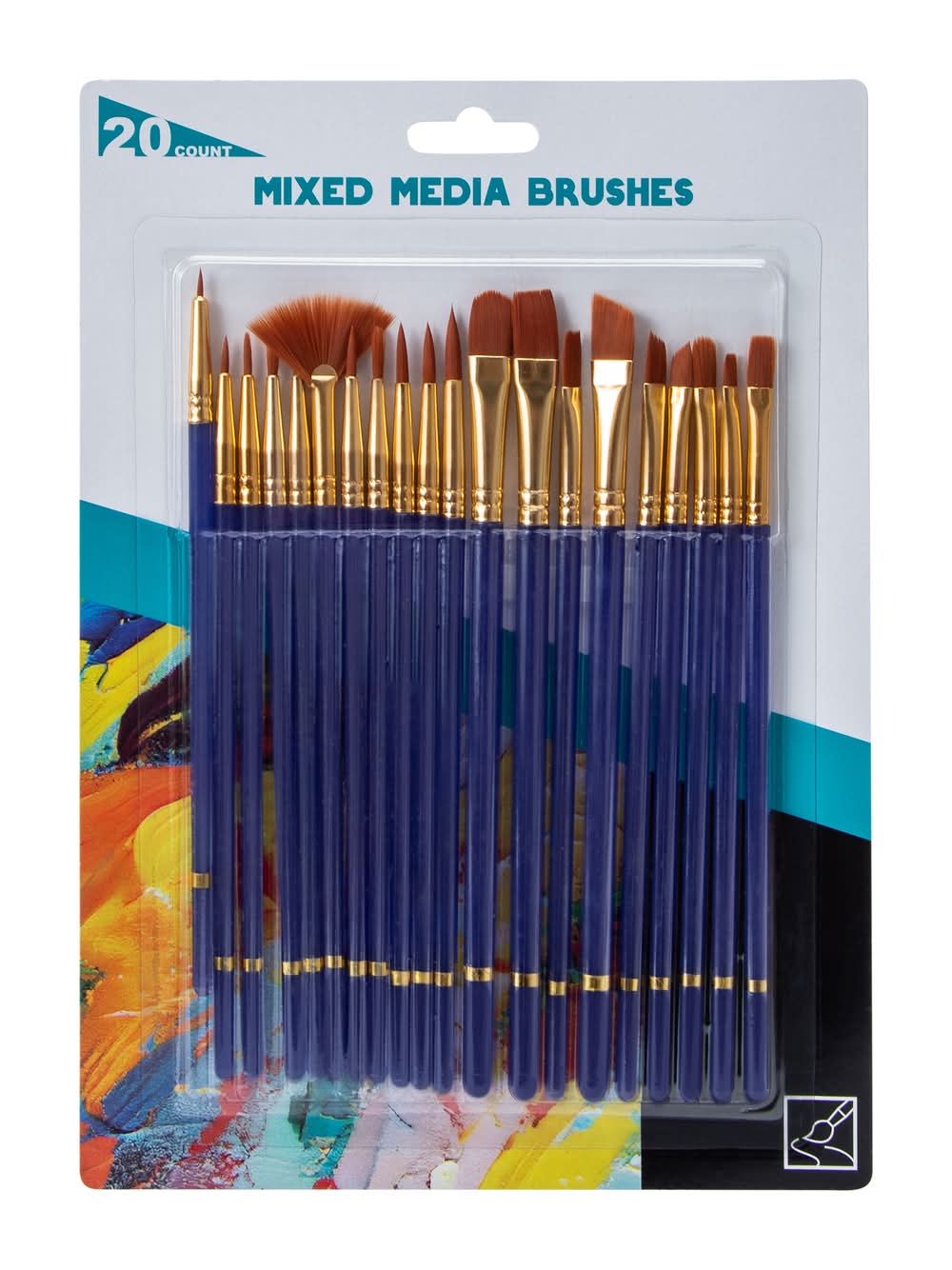 Wood Mixed Media Brushes 20-Count Purple