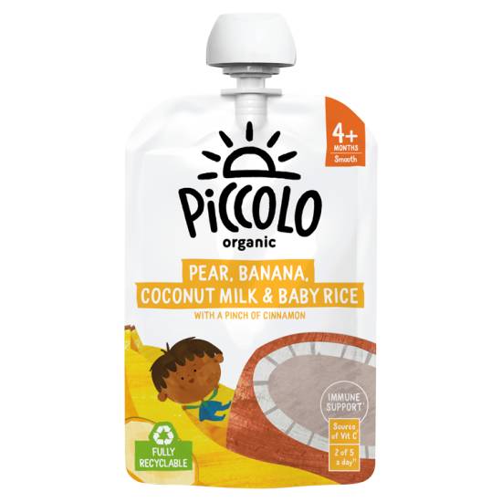 Piccolo Organic Pear, Banana, Coconut Milk & Baby Rice 100g 4 Months+