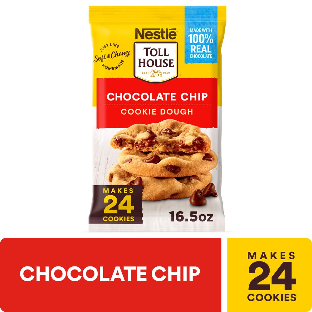 Toll House 100% Real Soft & Chewy Cookie Dough, Chocolate Chip (16.5 oz, 24 ct)