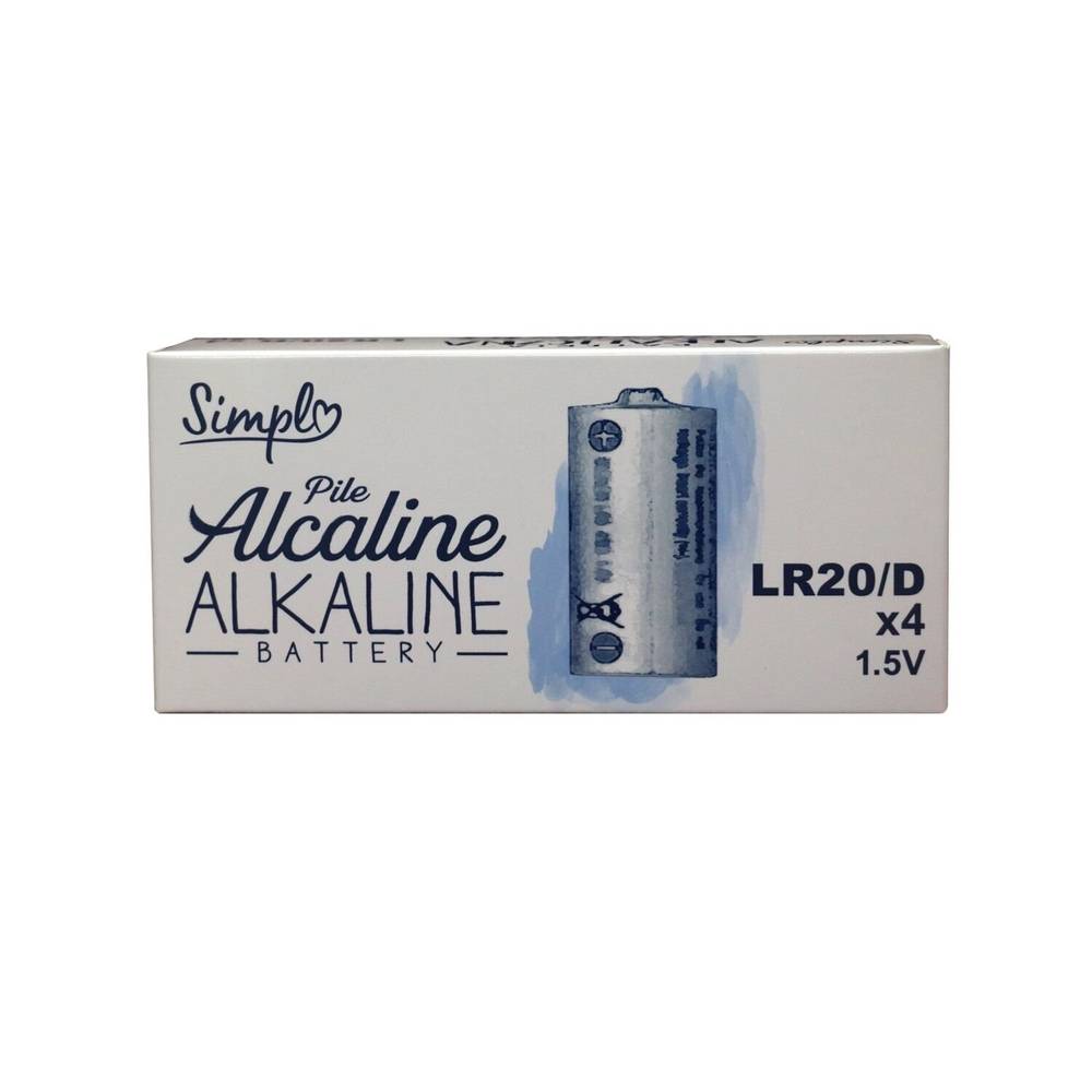 Simpl - Piles alcalines lr20d 1.5v (4 pièces)