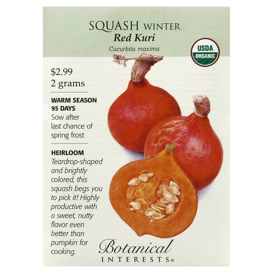 Botanical Interests Squash Winter Red Kuri Cucurbita Maxima Seeds ...