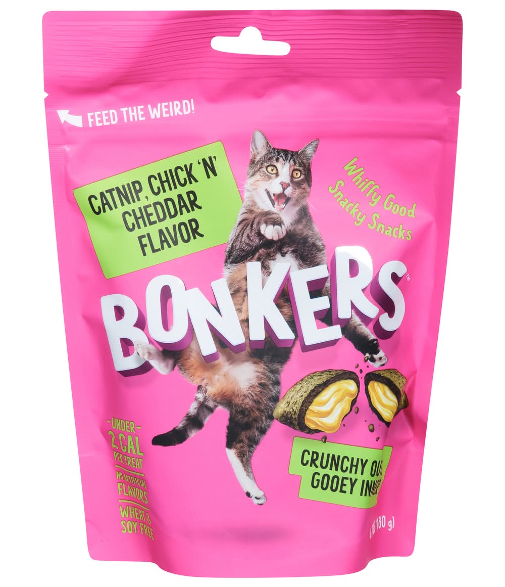 Bonkers Crunchy Outer Gooey Inner Cat Food, Chicken ,Cheddar (6.3 oz)