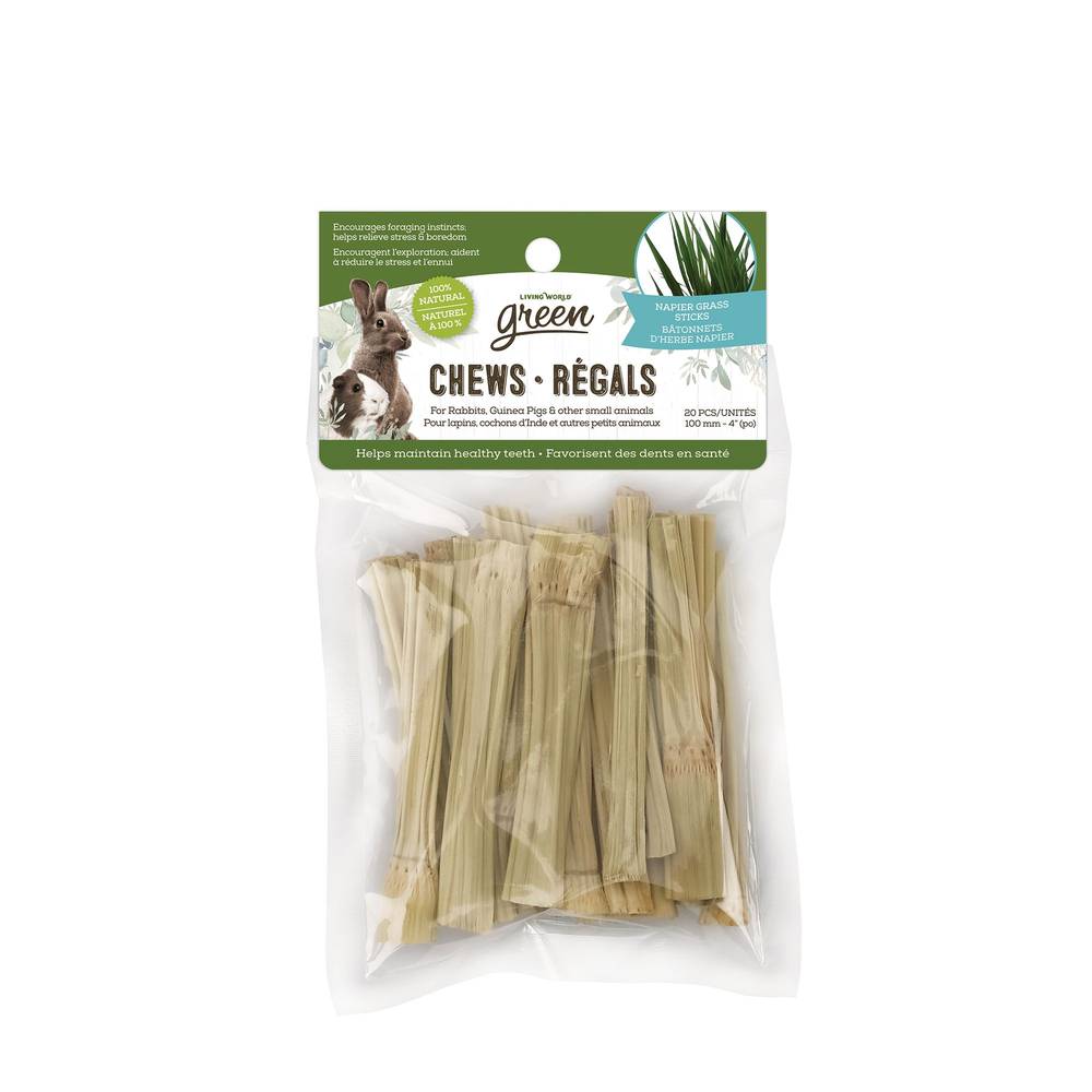 Living World Green Small Animal Grass Sticks Chews (Size: 10 Count)