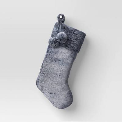 Wondershop Faux Fur Christmas Stocking, 20", Gray