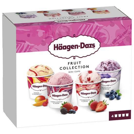 Haagen Dazs Assortiment de minis pots de glace aux fruits - 4 pots 4x95ml