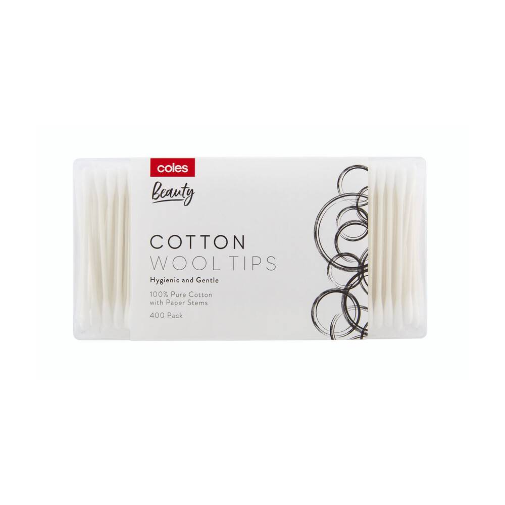 Coles Cotton Wool Tips Paper Stem 400ct