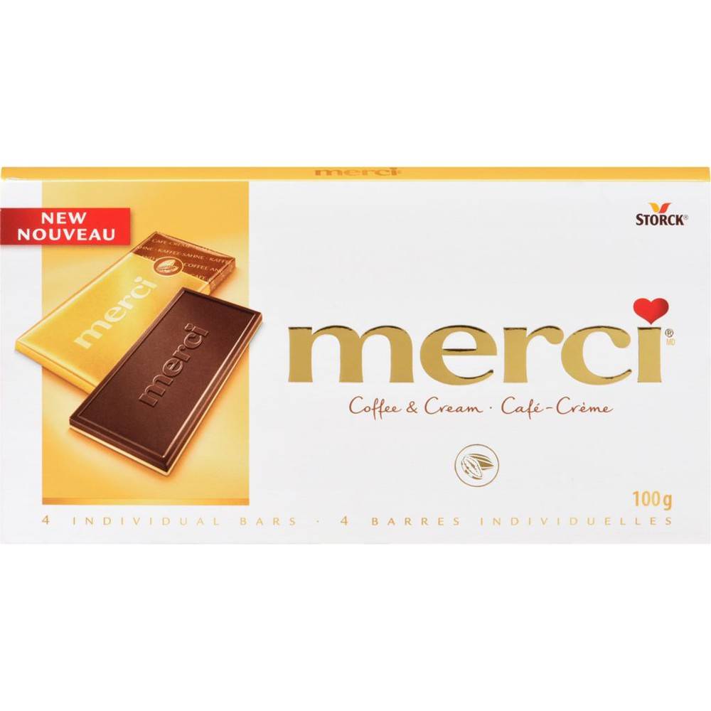 Merci barres de chocolat au café crème (100 g) - coffee and cream chocolate tablet (100 g)