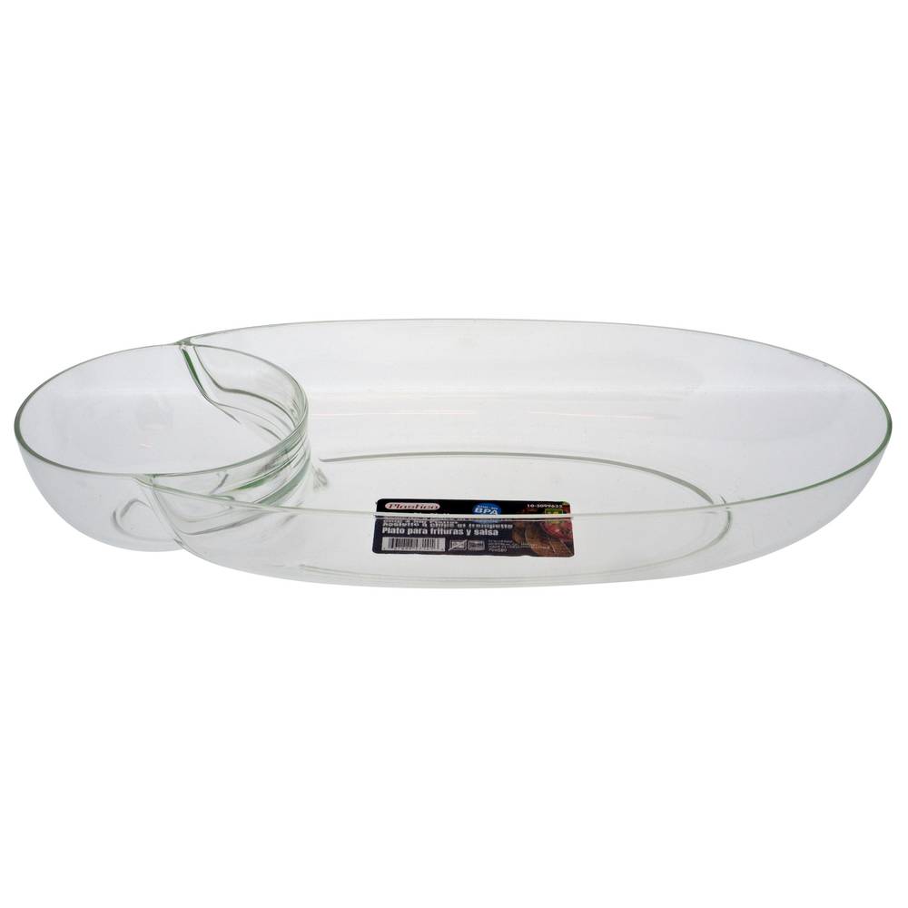 Oval Clear Plastic Chip & Dip Platter