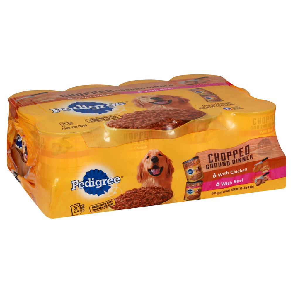 Pedigree Choppped Ground Dinner Chicken/Beef Dog Food (12 ct)