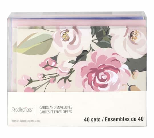 Floral Flat Cards & Envelopes By Recollections, 4.25" X 5.5"