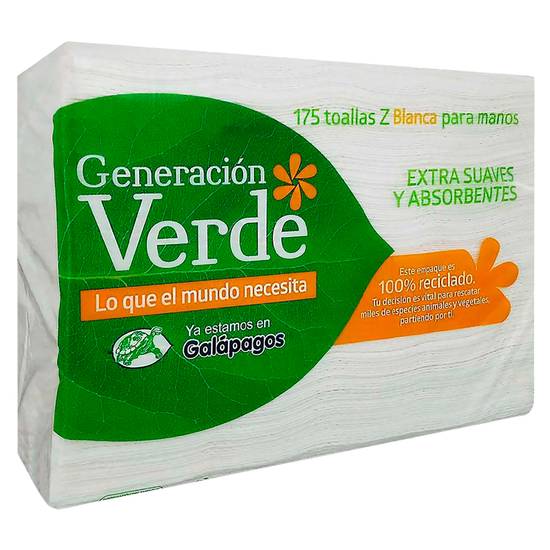 Generacion Verde Toallas Multi Funda Para Manos Blanco 175 Un.