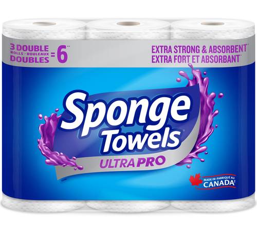 SpongeTowels Ultra Pro Extra Strong & Absorbent Paper Rolls, 27.7x14.9 cm (3 ct)