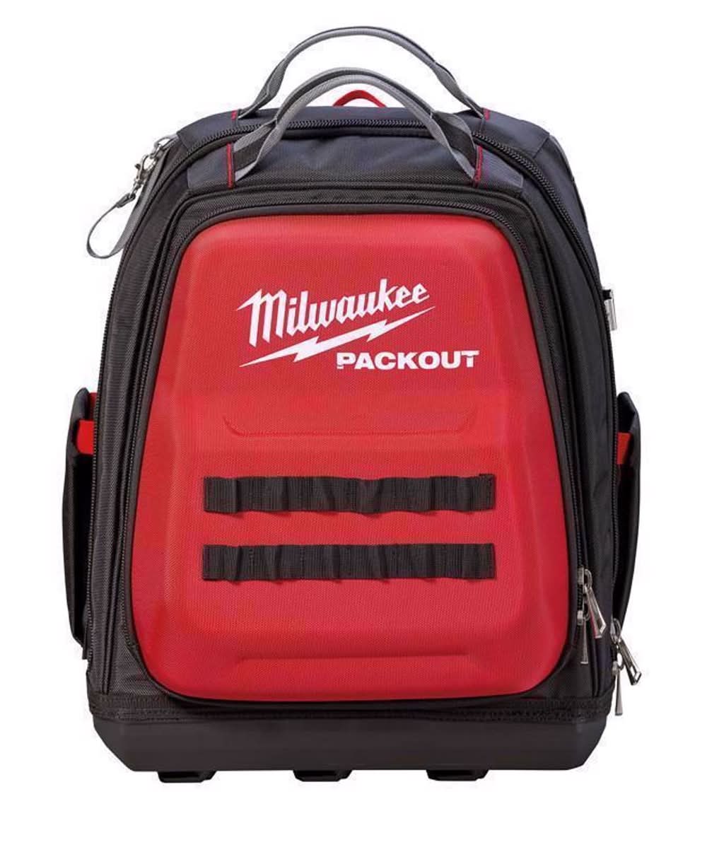 Milwaukee Packout Ballistic Nylon Ultimate Jobsite Backpack Tool Bag 48 Pocket Black/Red 1 Pc