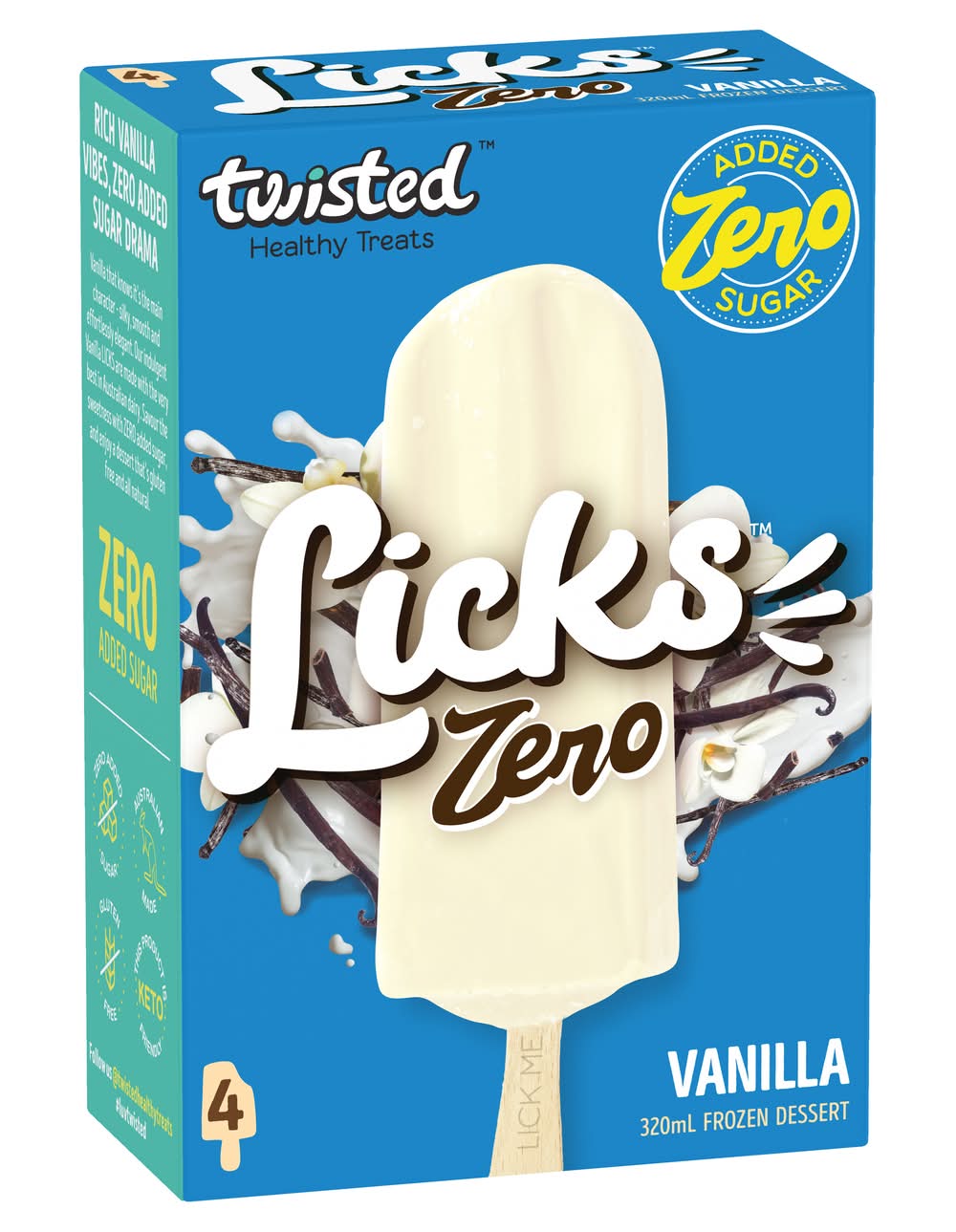 Twisted Healthy Treats Licks Vanilla Bean (320mL)