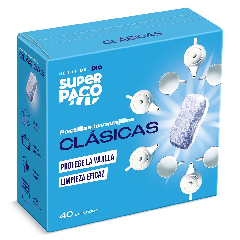Lavavajillas Máquina Classic Super Paco De Dia Caja 40 Unidades