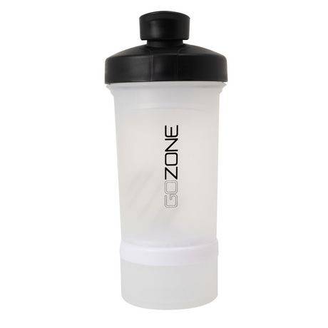 Gozone Shaker Bottle With Powder Holder, Clear (includes mixture ball)