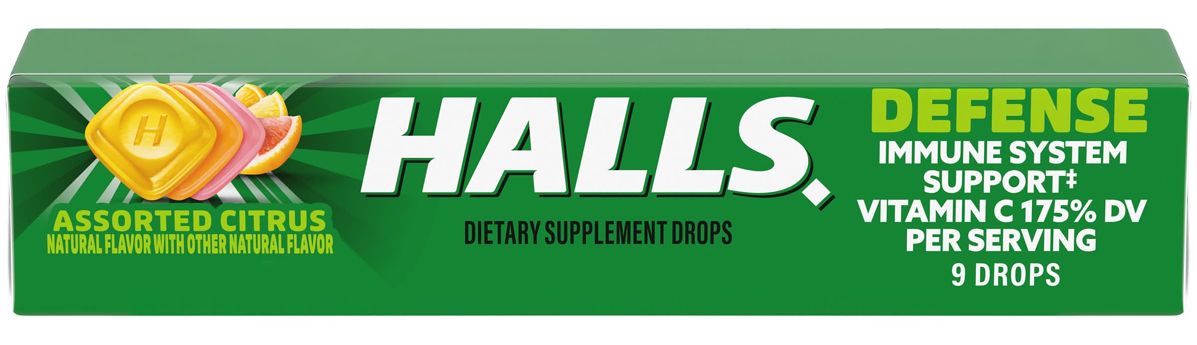 Halls Defense Assorted Citrus Supplement Drops (1.16 oz, 9 ct)