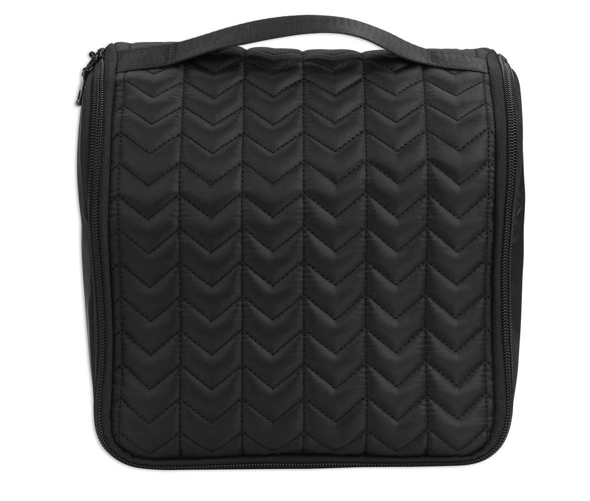 Pop-Arazzi Quilted Hanging Toiletry Bag, Black