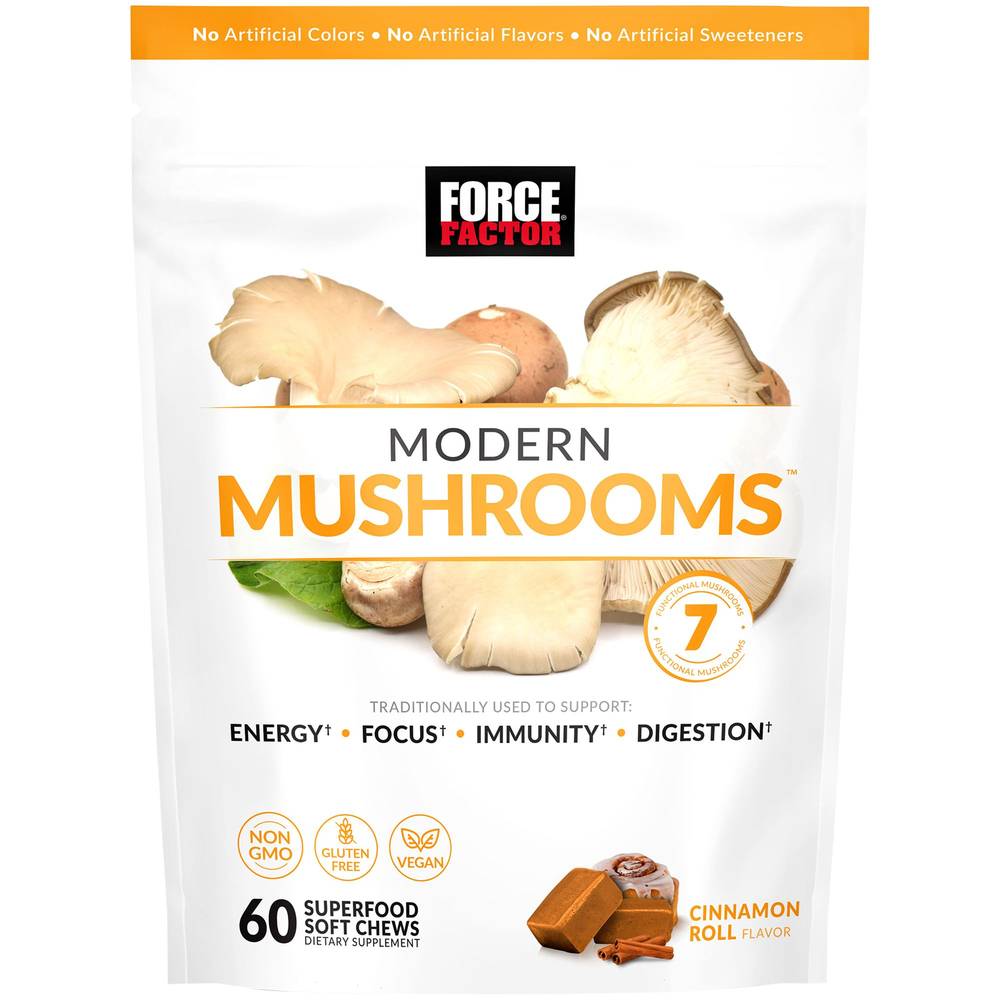 Modern Mushrooms Soft Chews - Supports Energy, Focus, Immunity & Digestion - Cinnamon (60 Chews)