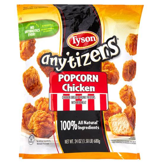 Order Tyson Any'tizers Frozen Popcorn Chicken Chunks 24oz food online from Everyday Needs by Gopuff store, Norfolk on bringmethat.com