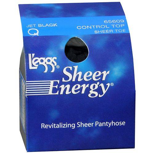 L'eggs Sheer Energy Revitalizing Sheer Pantyhose, Sheer Toe, Control Top - Size Q, Jet Black 1.0 pr