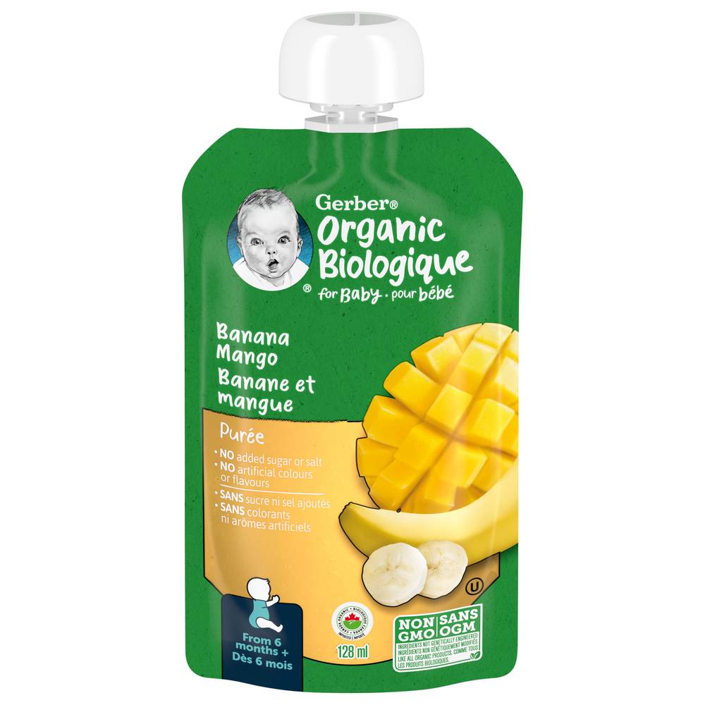 Gerber Organic Purée Banana Mango Baby Food (128 g)