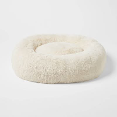 Boots & Barkley Donut Bolster Dog Bed, L, Cream