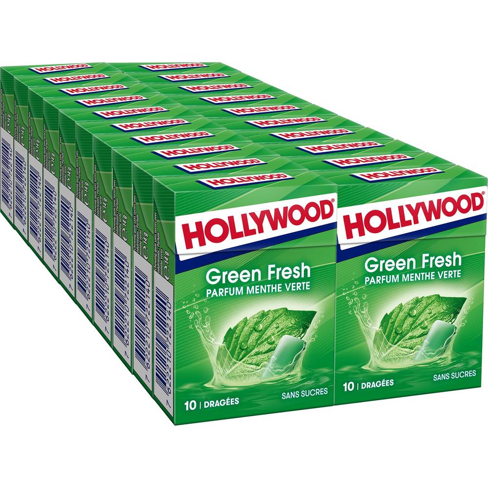 Hollywood - Chewing gum sans sucres, menthe verte (14g)