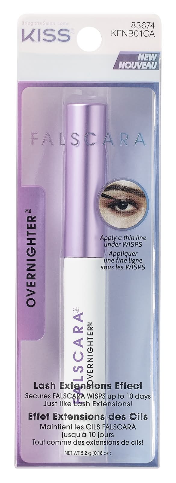 KISS Falscara Overnighter, Black (0.18 oz)