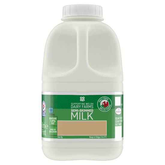 Co-Op Welsh Fresh Semi Skimmed Milk 1 Pint 568ml