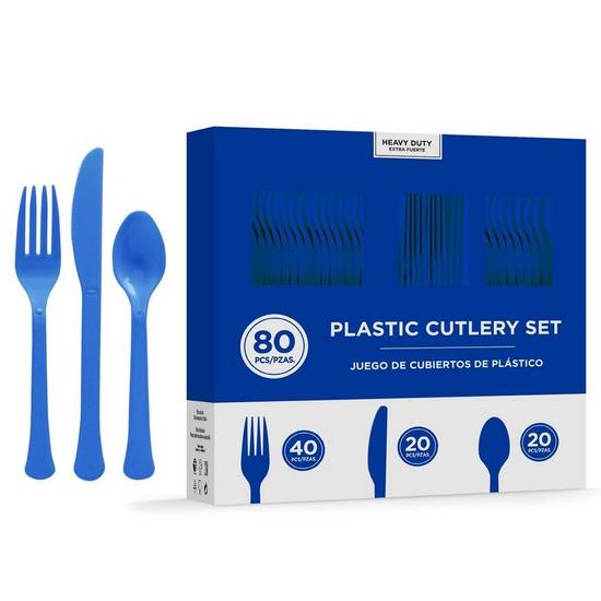 White Heavy-Duty Plastic Cutlery Set for 20 Guests, 80ct