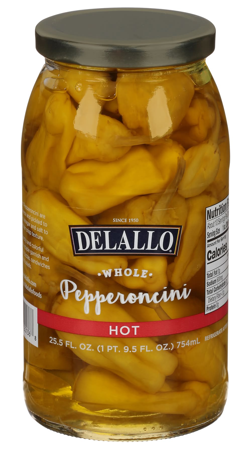 DeLallo Super Select Hot Pepperoncini (25.5 lbs)