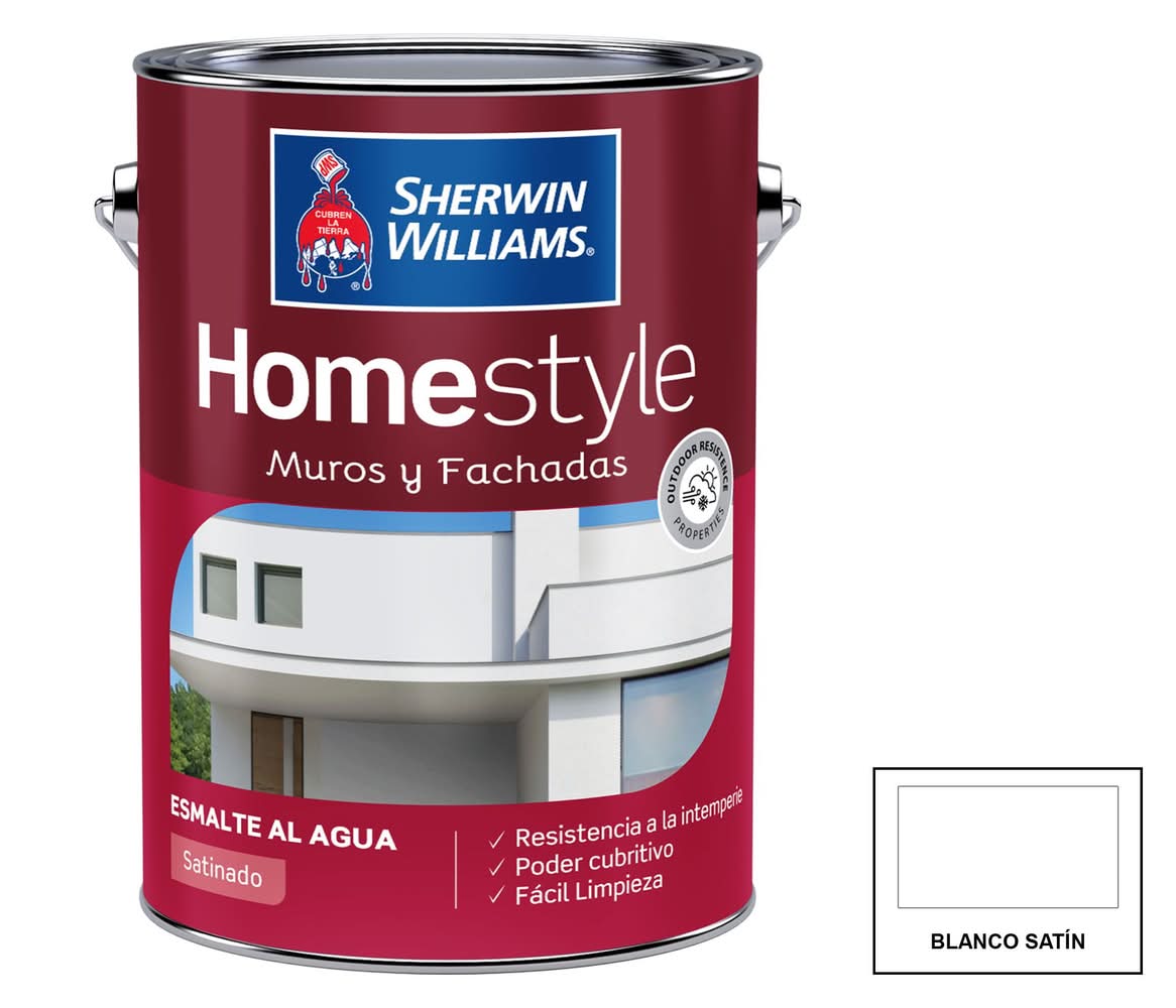 Sherwin Williams · Esmalte al agua home style fachada blanco (3,8 kg)