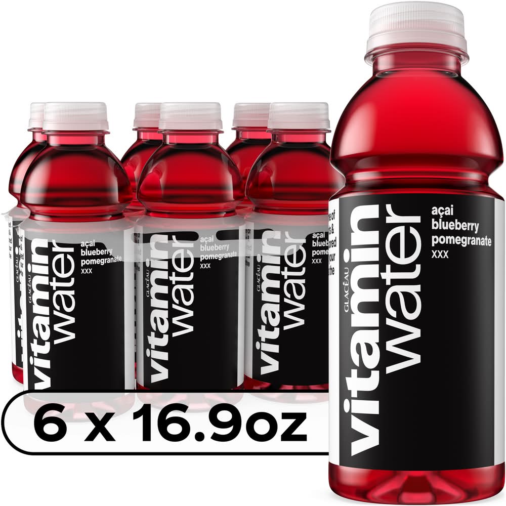 Vitaminwater Nutrient Enhanced Flavored Water, Acai-Blueberry-Pomegranate (6 x 16.9 fl oz)