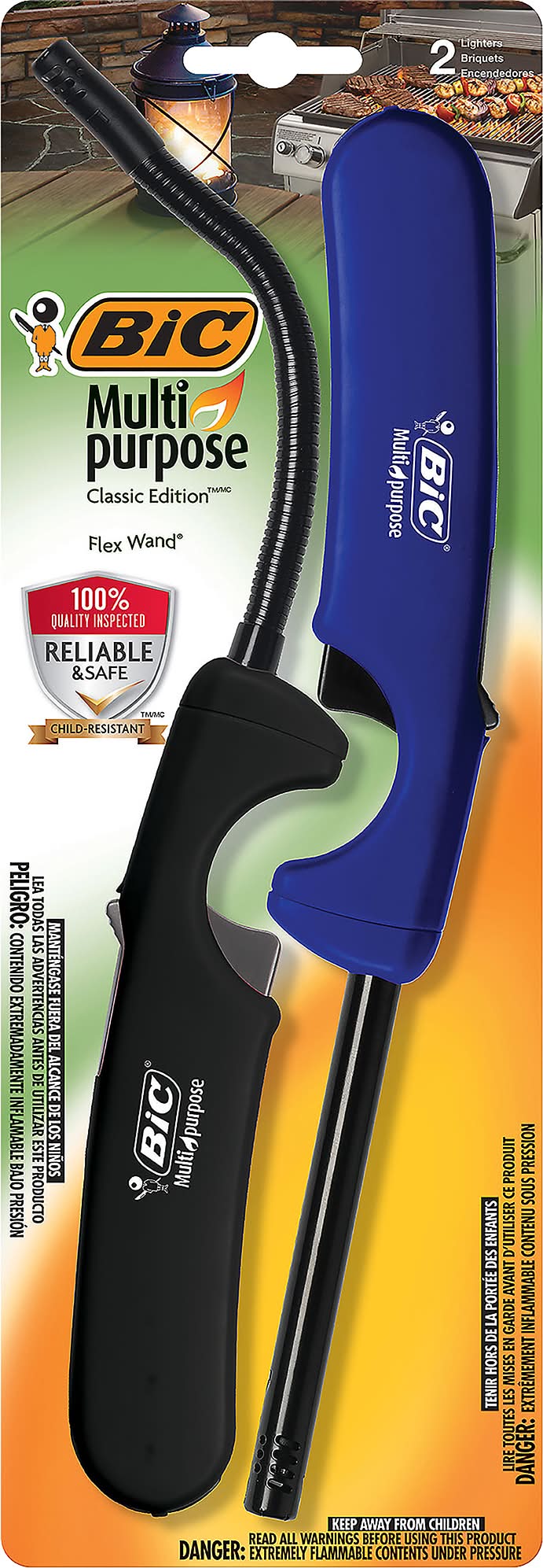 BiC Multi Purpose Flex Wand Lighters, Black-Blue (2 ct)