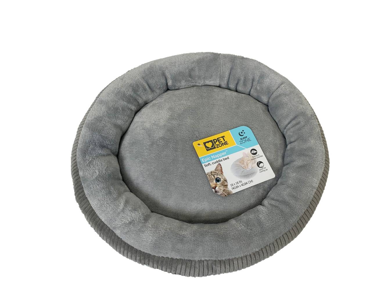 Pet Zone Round Grey Polyester Pillow Bed (Medium) | 50014481