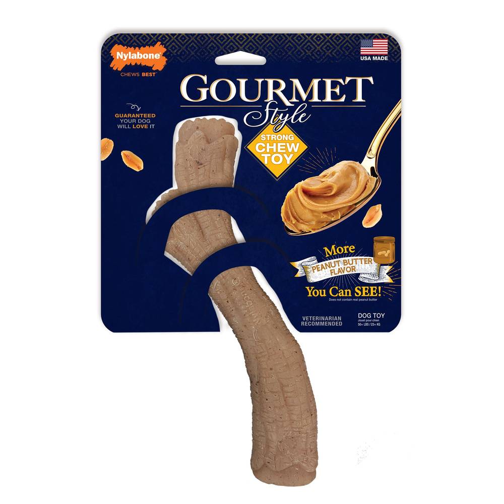 Nylabone Gourmet Style Strong Chew Stick Dog Toy Stick Peanut Butter Souper/X-Large