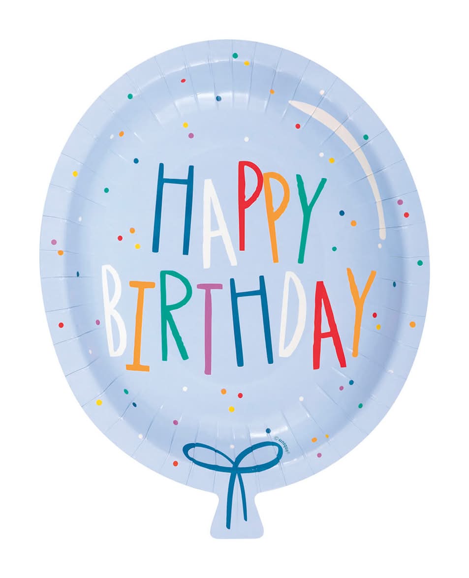Party Hats Balloon Shaped Plates 8ct