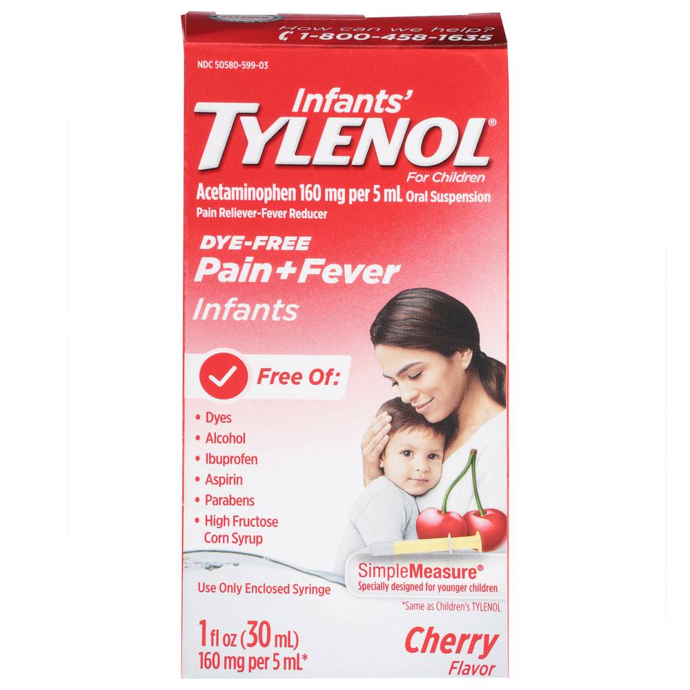 Tylenol Infants Pain + Fever Cherry Flavored Syrup (1 fl oz)