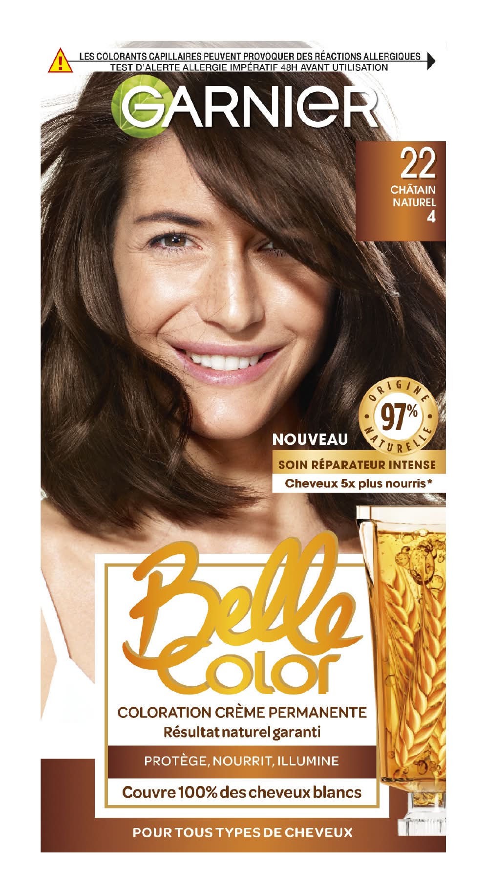Belle Color - Coloration cheveux 22 chatain naturel (195g)