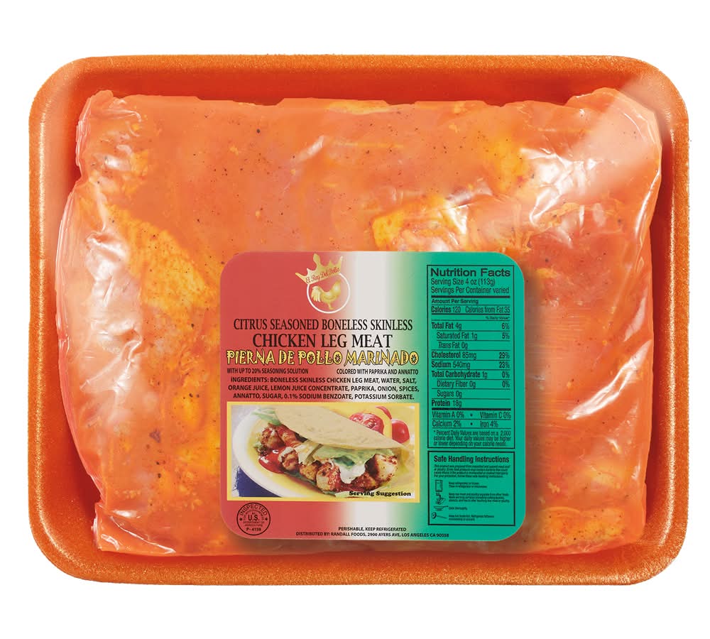 Seasoned Boneless Skinless Chicken Leg Meat