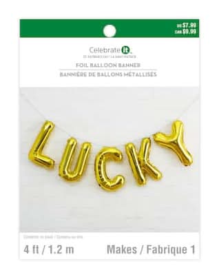 4Ft. Gold Lucky Foil Balloon Banner By Celebrate It