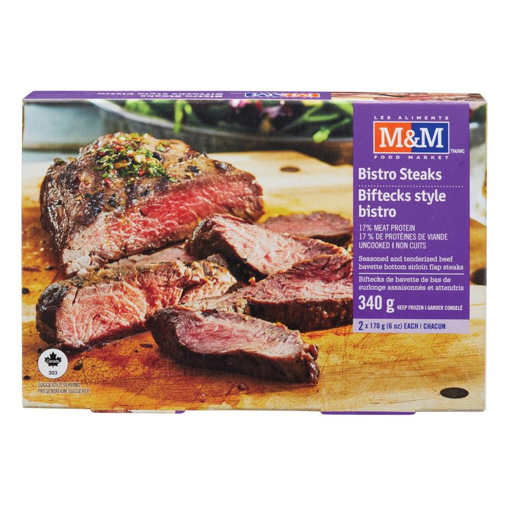 M&M Food Market · Bistro Steaks - 2 pack (340g)