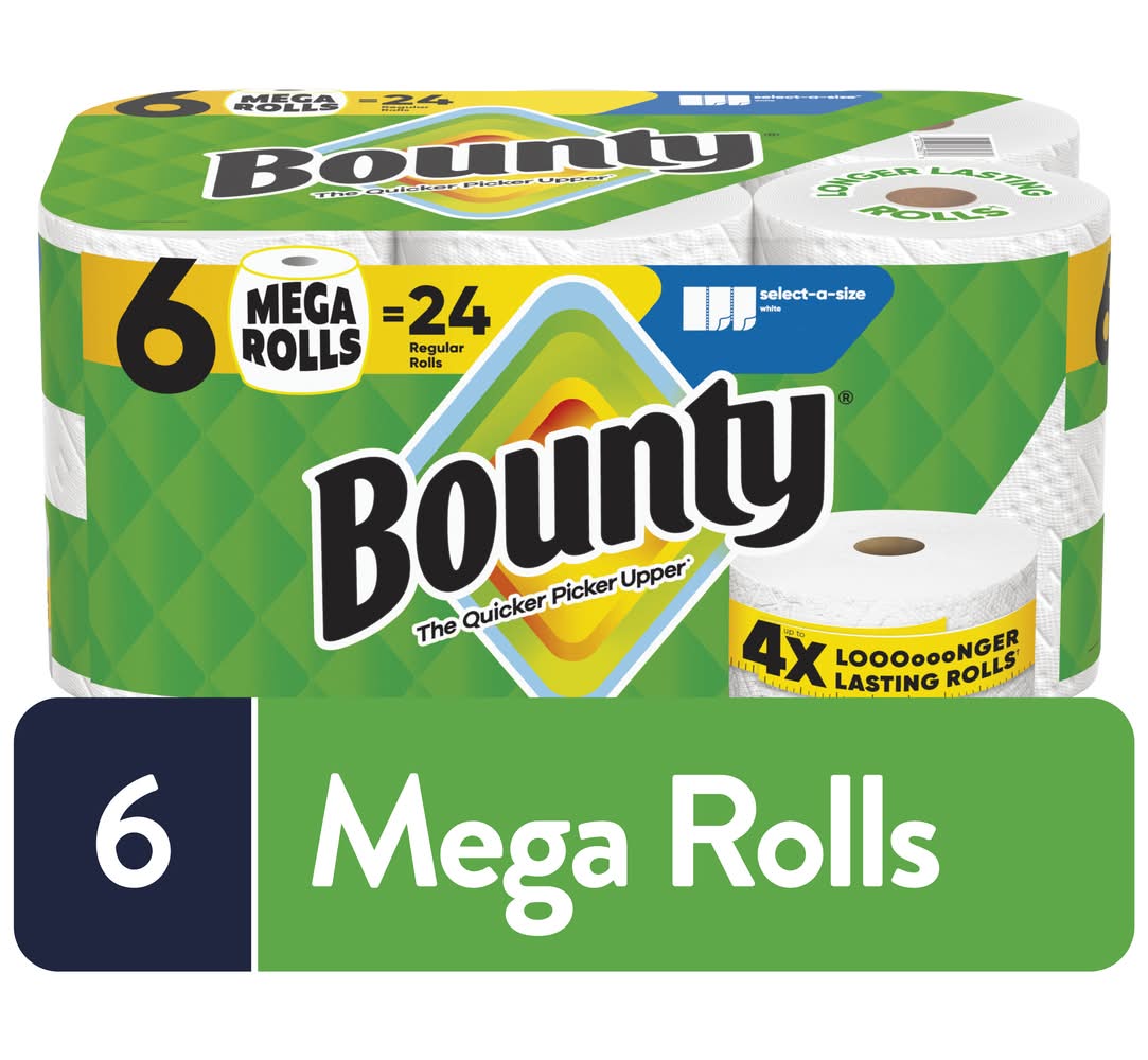 Bounty Paper Towels, 11x5.9 in, White (6 ct)