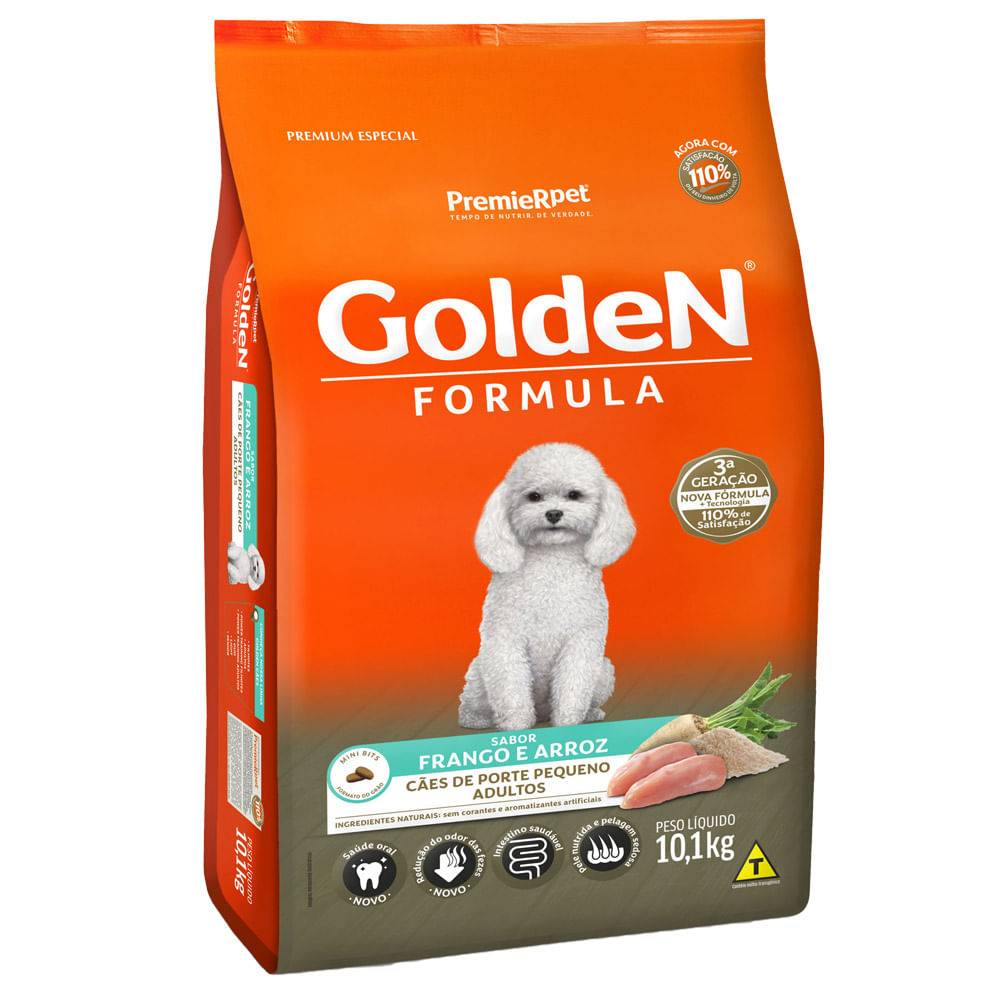 Premierpet ração formula sabor frango e arroz para cães adultos de porte pequeno golden (10,1kg)