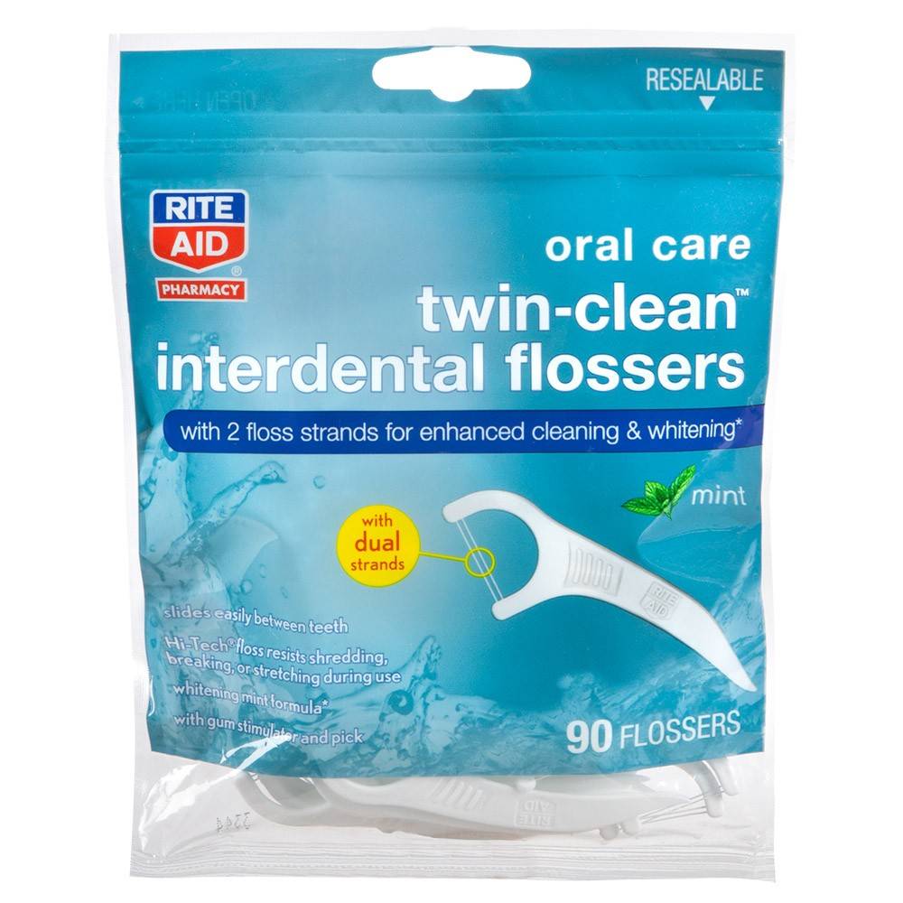 Rite Aid Oral Care Twin Clean Interdental Flossers (mint) (90ct)