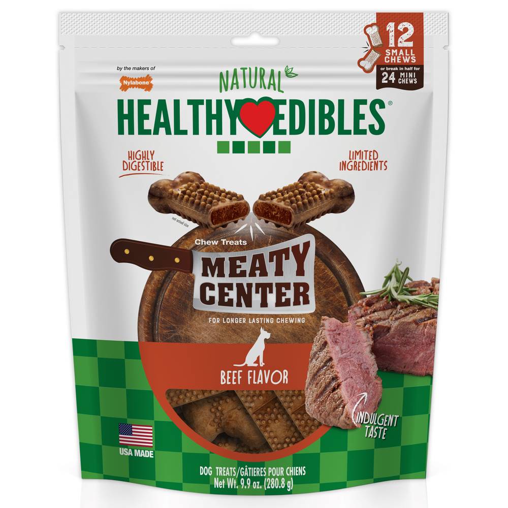 Nylabone Healthy Edibles Meaty Center Natural Dog Treats, Beef (9.9 oz)