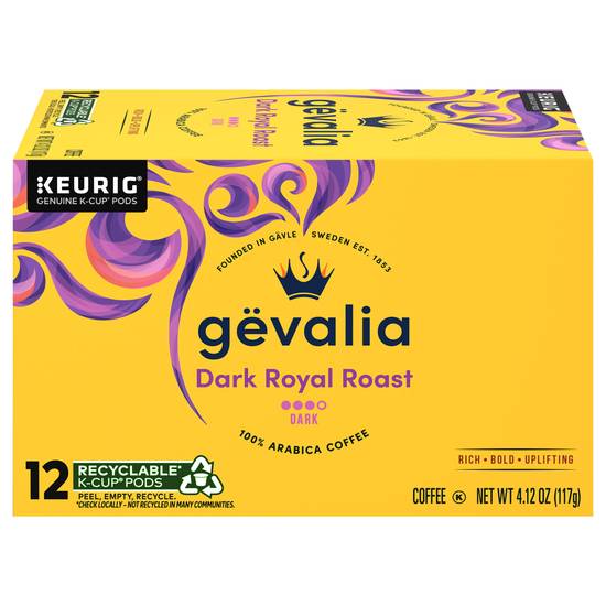 Gevalia Keurig Arabica Dark Royal Roast Coffee K-Cup Pods (12 ct, 4.12 oz)