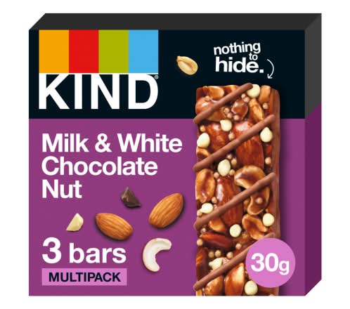 KIND Milk & White Chocolate Nut, Bars Multipack (3 x 30g)