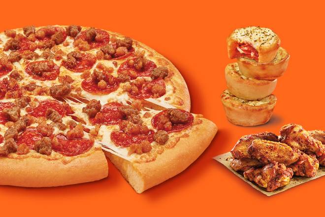 Ultimate Fan Favourite Large Bundle: Large 3 Meat Treat, Caesar Wings & Pepperoni Crazy Puffs